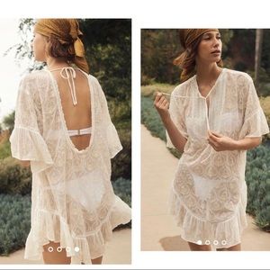 NWT Anthropologie The Deco Tunic Swim Coverup Cream Ivory XL Boho